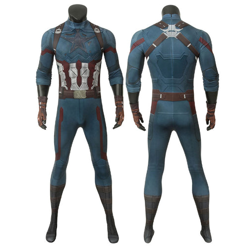 Avengers 3 Infinity War Captain America Steve Rogers Jumpsuit Cosplay Costumes With Gloves