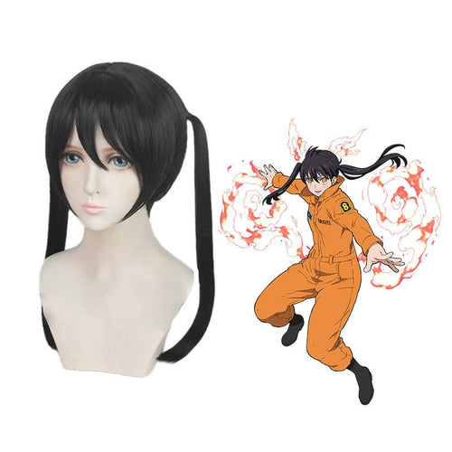 Anime Fire Force Kotatsu Tamaki Long Black Cosplay Wigs - Cosplay Clans