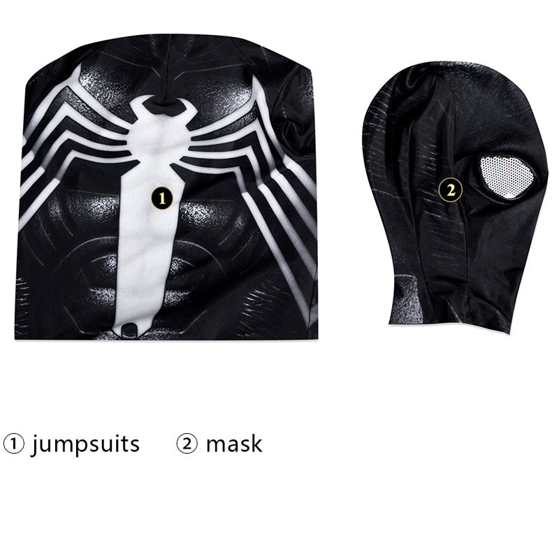 Marvel's Spiderman 2 Venom Black Suit Kids Jumpsuits Cosplay Costume