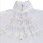 Gothic Ruffled Stand Collar Long Sleeve Men's Tie Shirt Halloween Cosplay Costumes