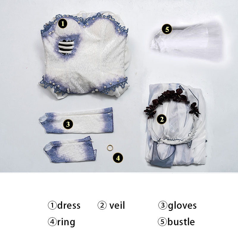 Tim Burton's Corpse Bride Emily Wedding dress Cosplay Costumes