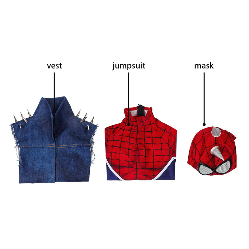 Spider-Man PS4 Spider-Punk Suit Kids Jumpsuit Cosplay Costumes