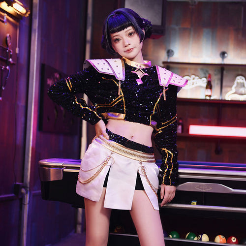 Kpop Demon Hunters Zoey Golden Black Dance Cosplay