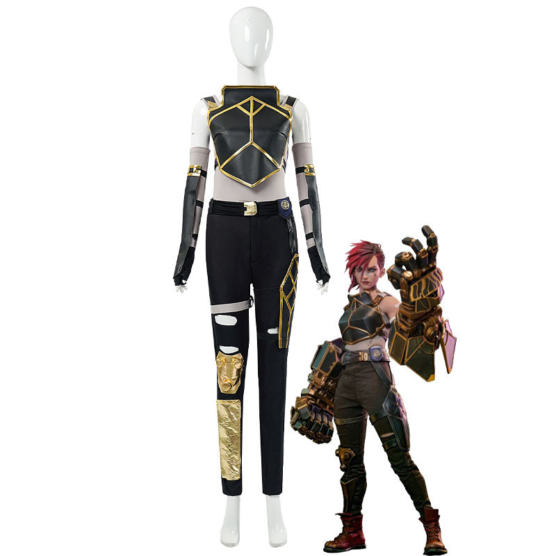 LOL Arcane 2 Vi Combat Suit Cosplay Costumes