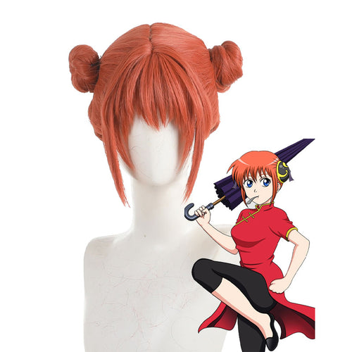 Gintama Kagura Double Bun Hairstyle Cosplay Wigs