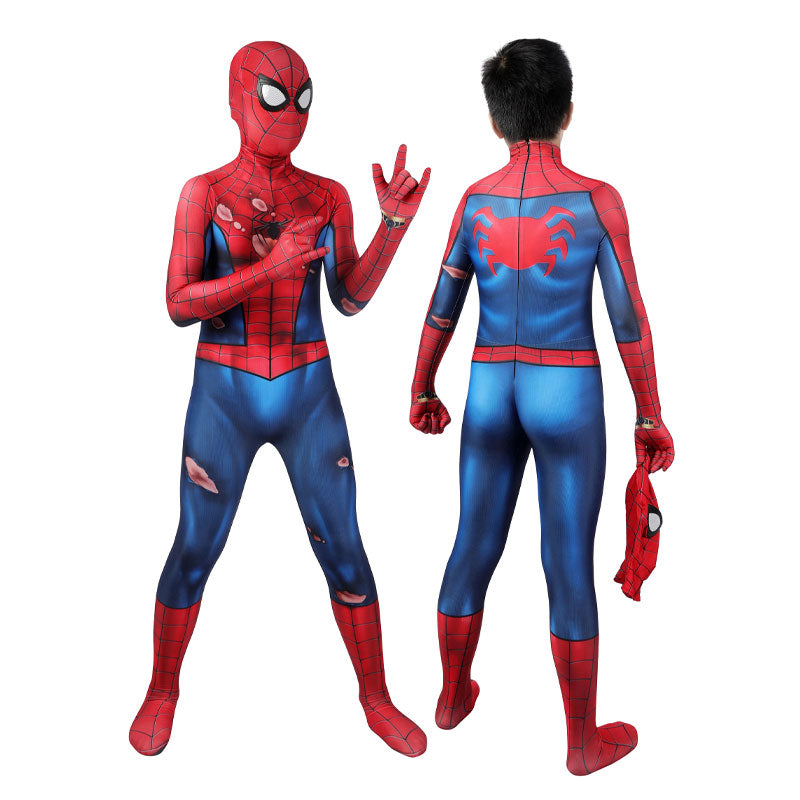 Marvel's Spider-Man PS5 Classic Suit Damaged Children Jumpsuit Cosplay Costumes