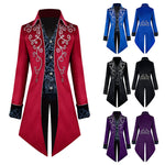 European Halloween Retro Mid-Length Punk Men's Silver-Edge Tuxedo Cosplay Costumes
