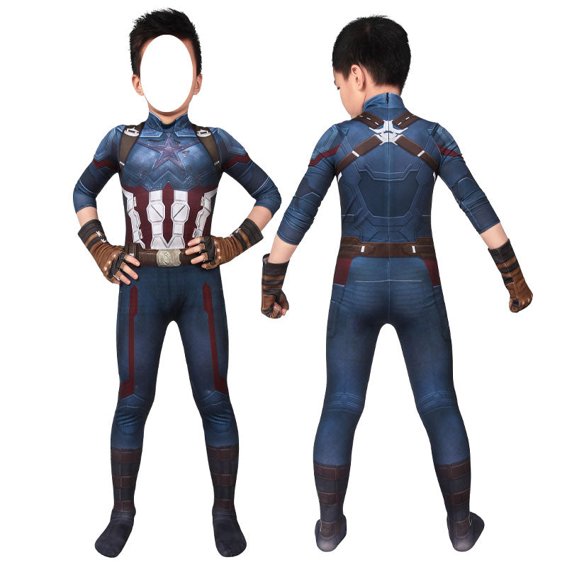 Avengers 3 Infinity War Captain America Steve Rogers Kids Jumpsuit Cosplay Costumes