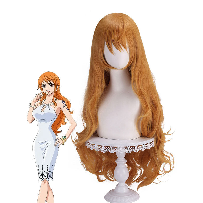 Anime One Piece Nami Light Brown Long Cosplay Wigs
