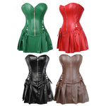 Punk PU Zipper Split Tummy-controlling And Adjustable Palace Corset Halloween Cosplay Costumes