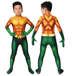 Aquaman 2 Arthur Curry Kids Gold Jumpsuit Cosplay Costumes