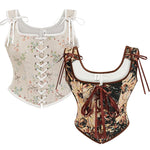 French Court Retro Fishbone Waist Nest Monet Oil Painting Style Corset Cosplay Costumes