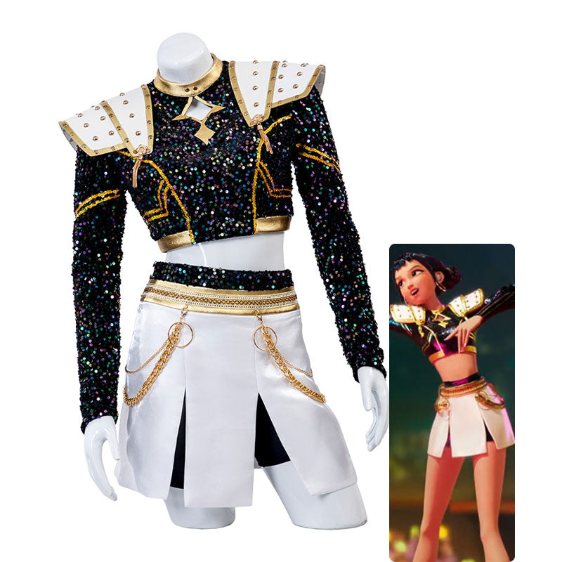 Kpop Demon Hunters Zoey Golden Black Dance Outfit Cosplay Costumes