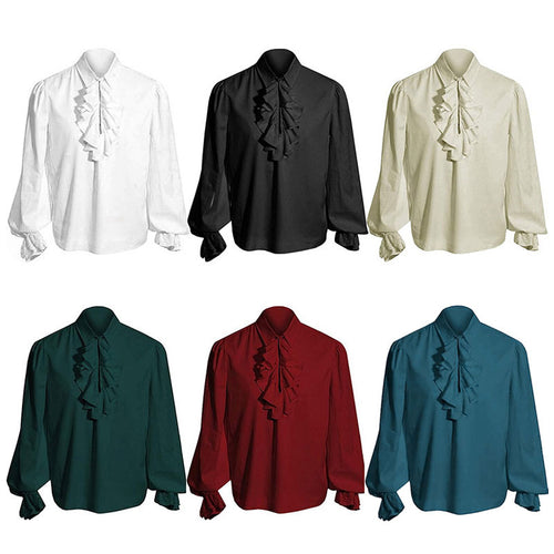European Style Medieval Victorian Steampunk Ruffled Shirt Halloween Cosplay Costumes