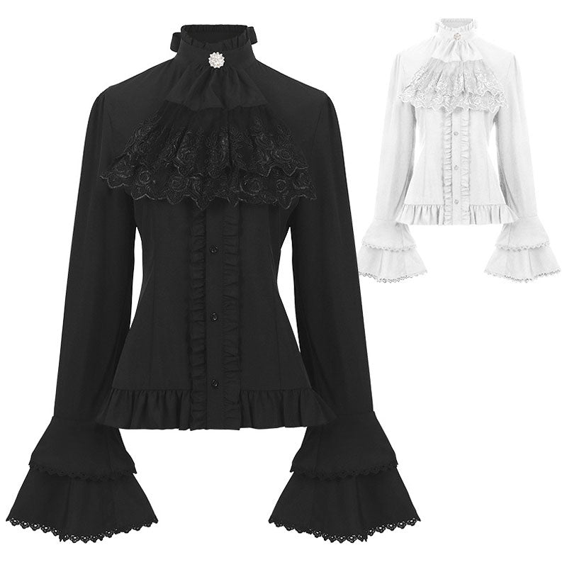 European Steampunk Victorian Women's Pleated Shirt Halloween Cosplay Costumes