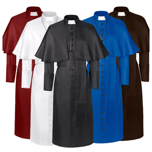 European Medieval Halloween Wizard Priest Robe Cosplay Costumes