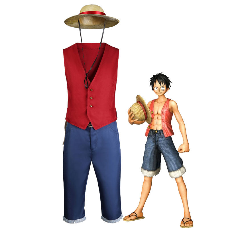 Monkey D Luffy Costume for Kids: Youth Luffy One Piece Shirt 