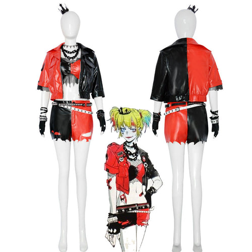Suicide Squad Isekai Harley Quinn Black Red Cosplay Costumes