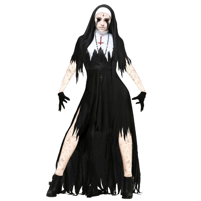 Halloween Zombie Vampire Nun Dress Cosplay Costumes