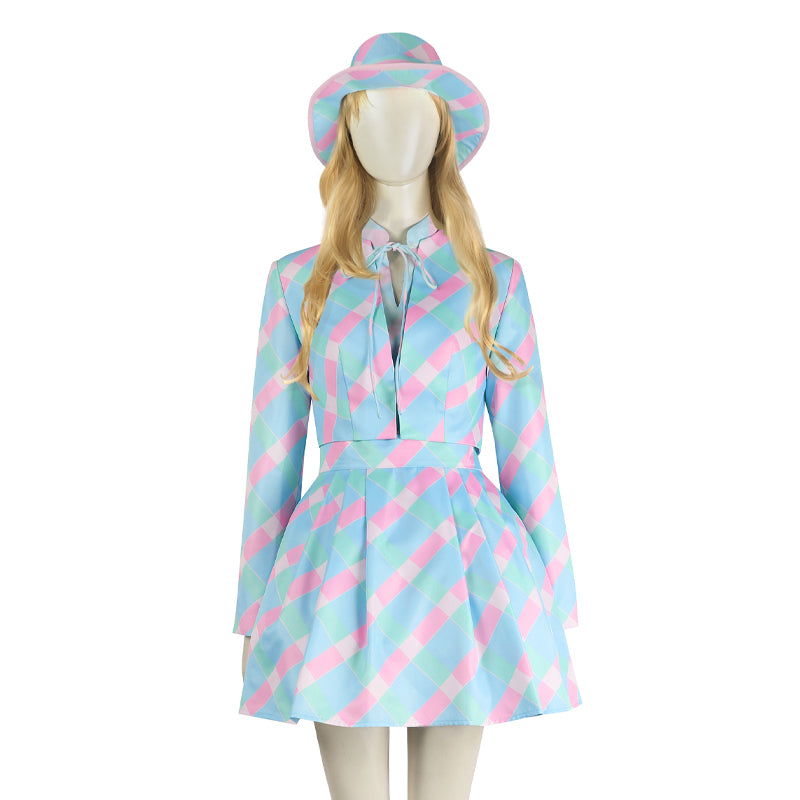 Barbie Movie 2023 Barbie Blue Dress Cosplay Costumes With Hat