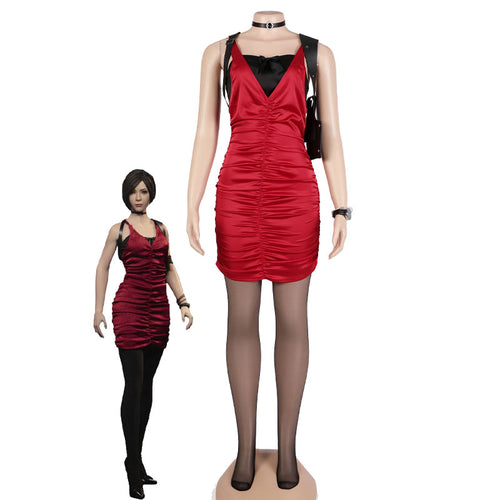 Resident Evil 4 Ada Wong Red Dress Cosplay Costumes