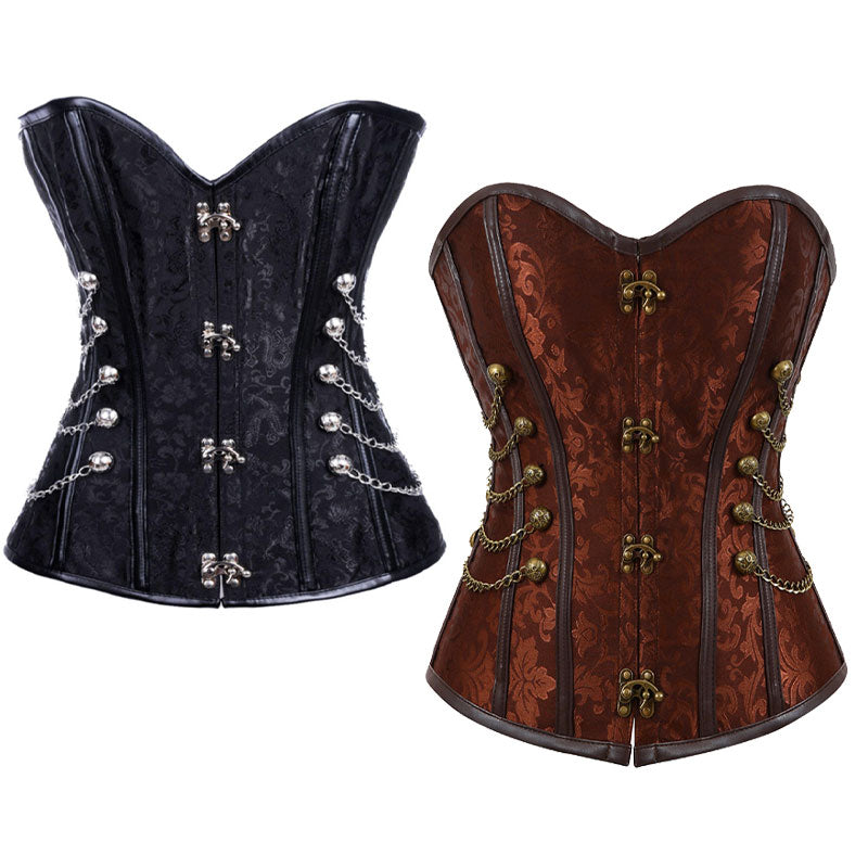 Classic Retro Metal Chain Buckle Adjustable Palace Corset Halloween Cosplay Costumes