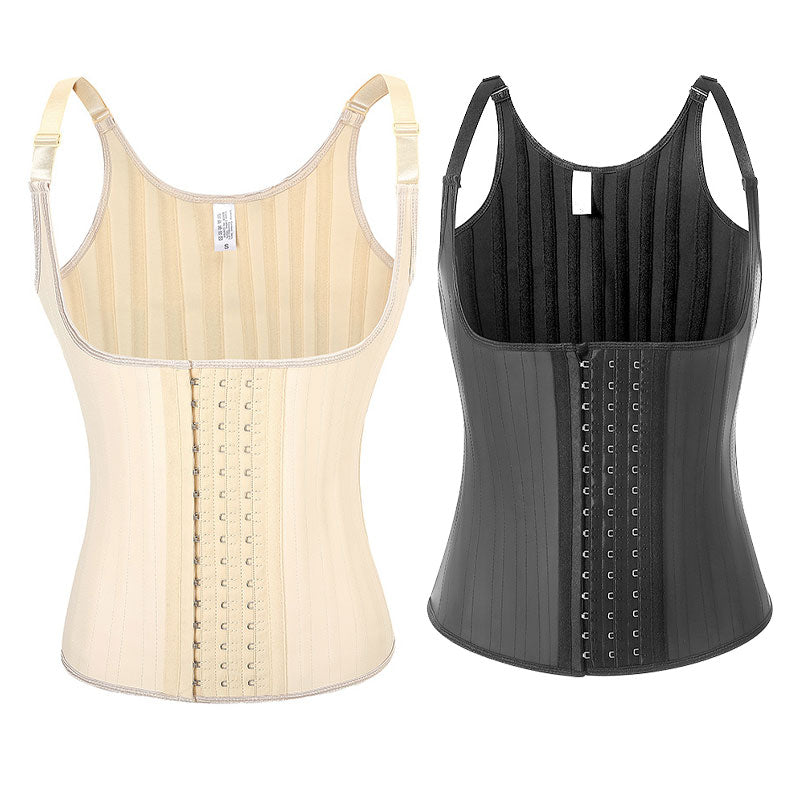 Steel-boned Waist Vest With Spaghetti Straps and Glossy Rubber Corset Cosplay Costumes