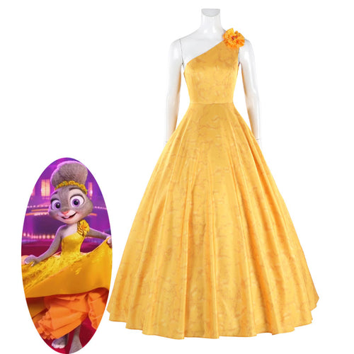 Disney Zootopia 2 Judy Hopps Yellow Dress Cosplay Costume