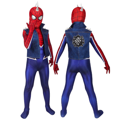 Spider-Man PS4 Spider-Punk Suit Kids Jumpsuit Cosplay Costumes