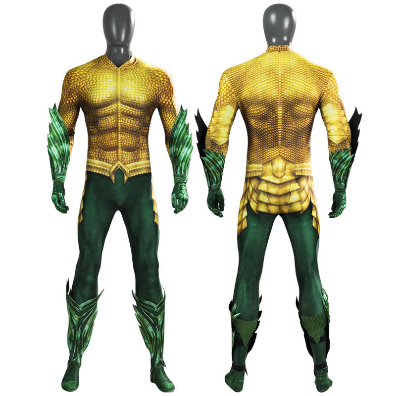 Aquaman 2 Arthur Curry Gold Jumpsuit Cosplay Costumes