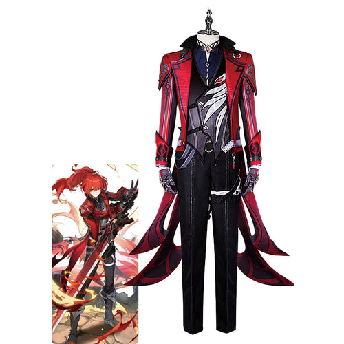 Game Genshin Impact Diluc Red Dead of Night Fullset Cosplay Costume