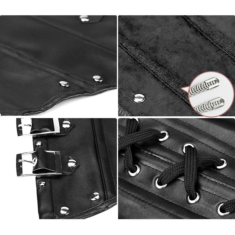 European Palace Gothic Style Outer Wear PU Leather Belly Shaping Garment Corset Cosplay Costumes
