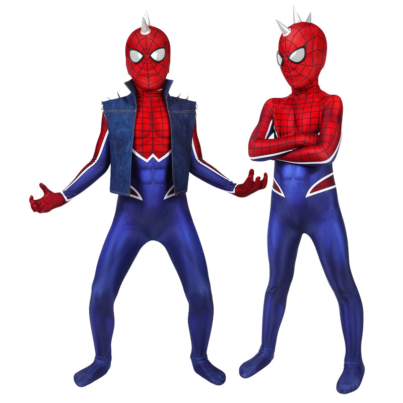 Spider-Man PS4 Spider-Punk Suit Kids Jumpsuit Cosplay Costumes