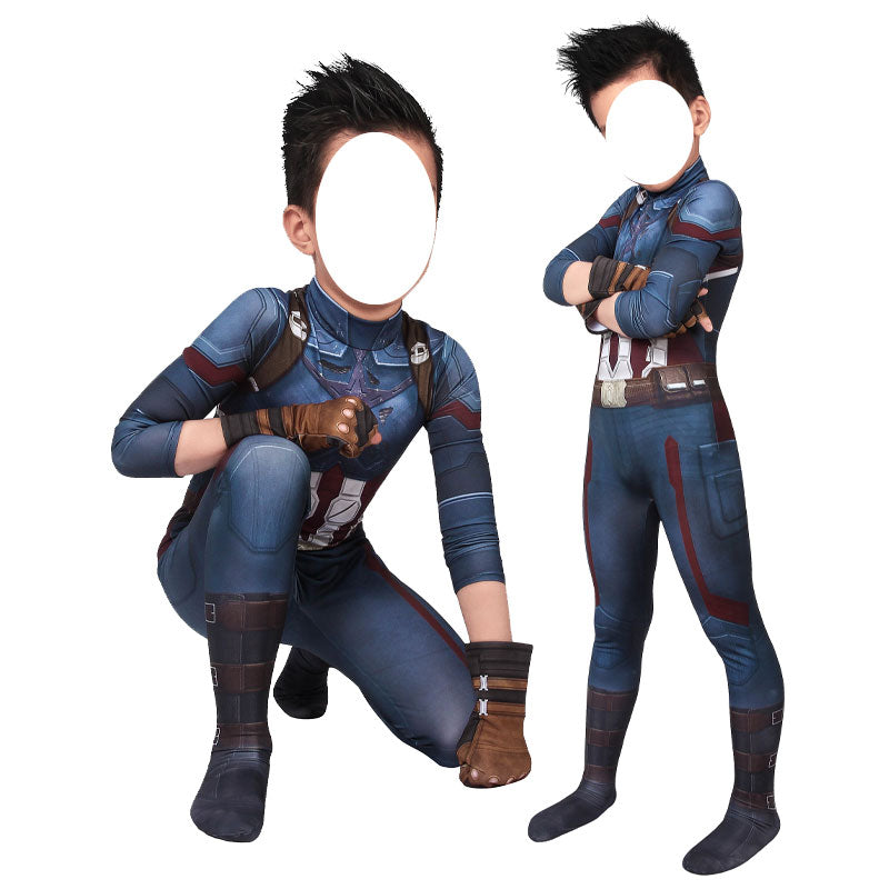 Avengers 3 Infinity War Captain America Steve Rogers Kids Jumpsuit Cosplay Costumes