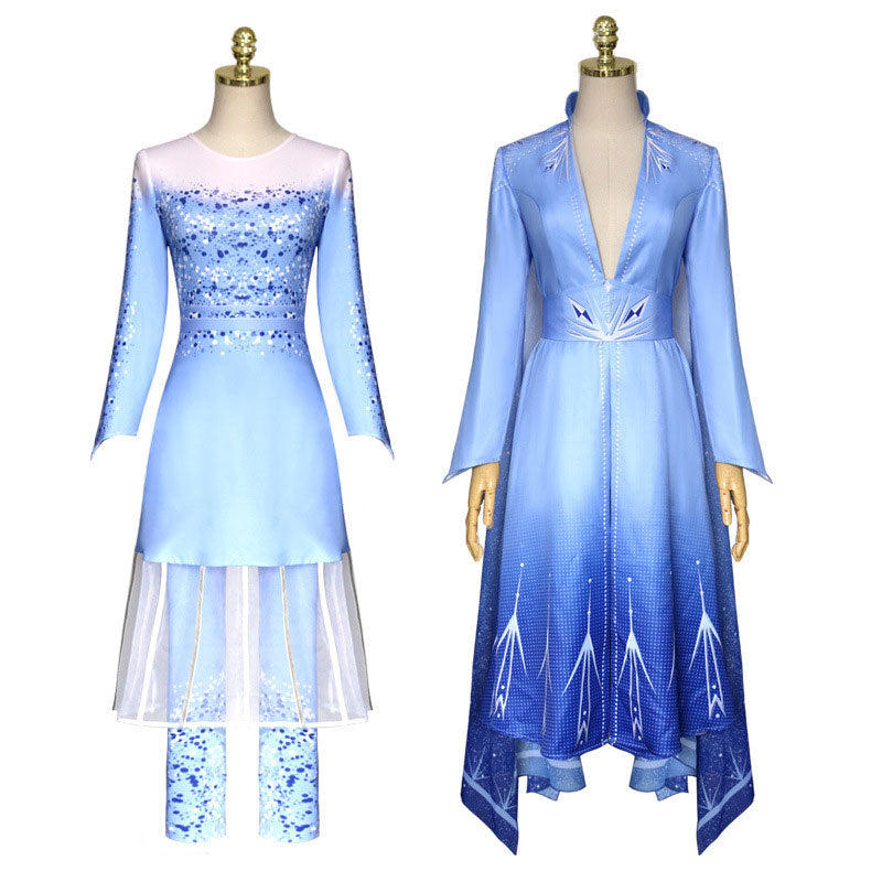 Movie Frozen 2 Elsa Snow Princess Dress Fullset Cosplay Costumes