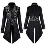 European Halloween Retro Mid-Length Punk Men's Silver-Edge Tuxedo Cosplay Costumes