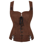European Style Renaissance Punk Pirate Suede Lace-Up Vest Cosplay Costumes