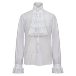 Gothic Ruffled Stand Collar Long Sleeve Men's Tie Shirt Halloween Cosplay Costumes