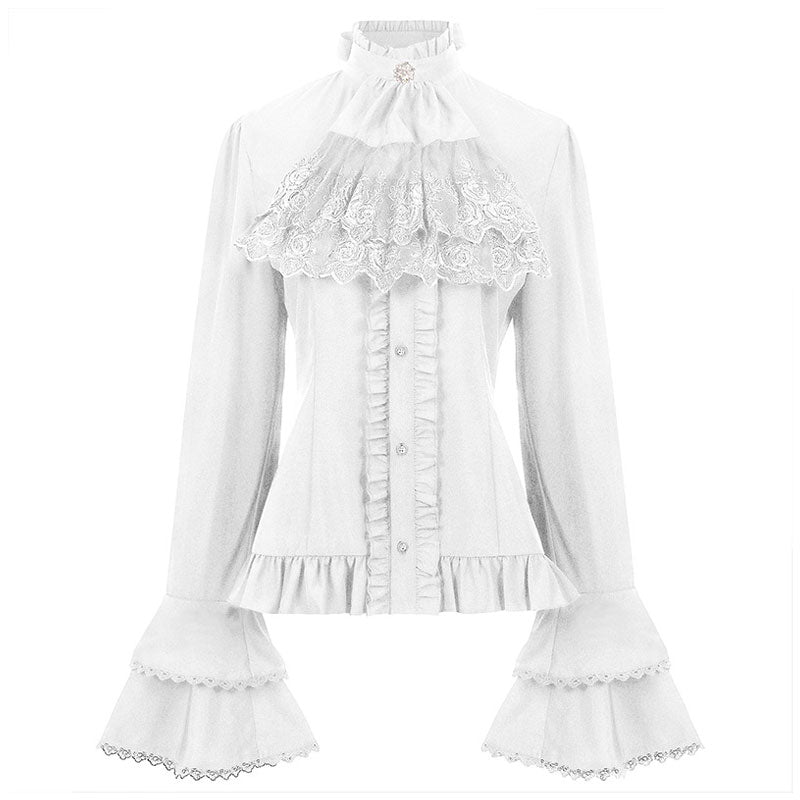 European Steampunk Victorian Women's Pleated Shirt Halloween Cosplay Costumes