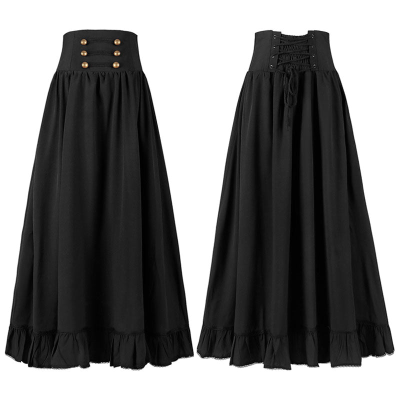 European Medieval Retro Gothic Lace Waist Lace Skirt Halloween Cosplay Costumes