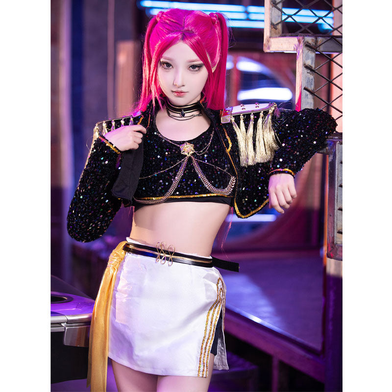 Kpop Demon Hunters Mira Golden Black Dance Outfit Cosplay