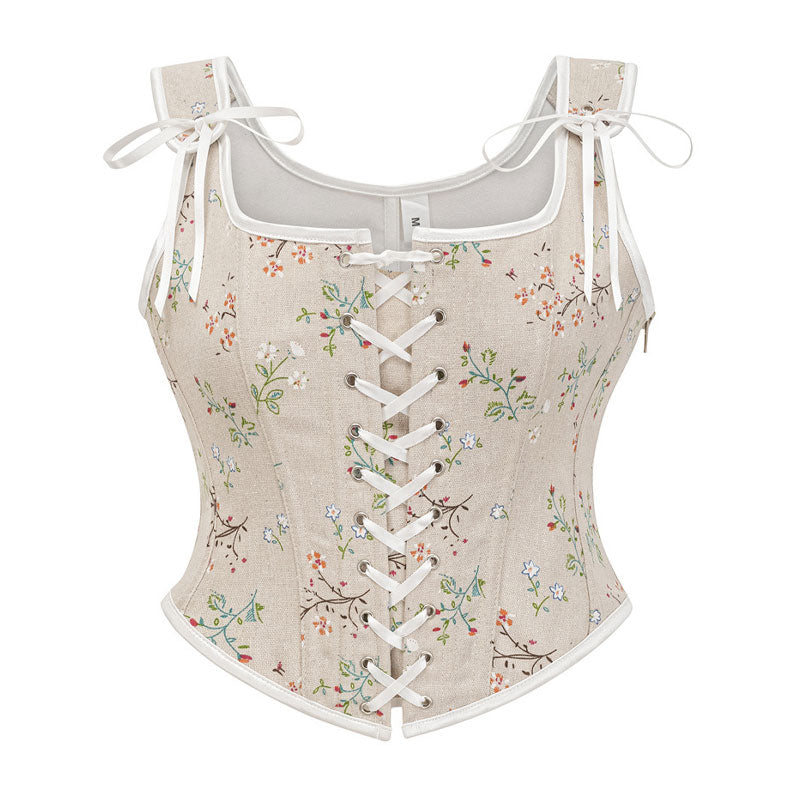 French Court Retro Fishbone Waist Nest Monet Oil Painting Style Corset Cosplay Costumes