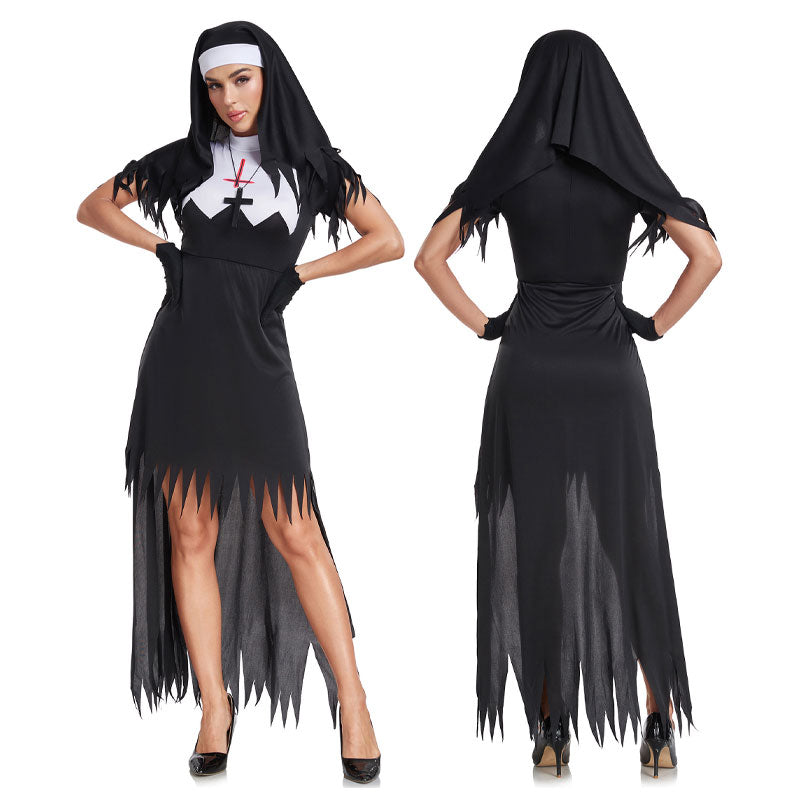 Halloween Zombie Vampire Nun Dress Cosplay Costumes