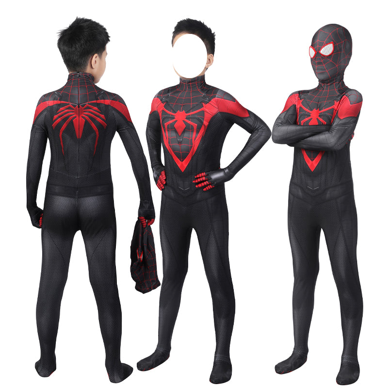 Spider-Man PS5 Miles Morales Suit V2 Kids Jumpsuit Cosplay Costumes