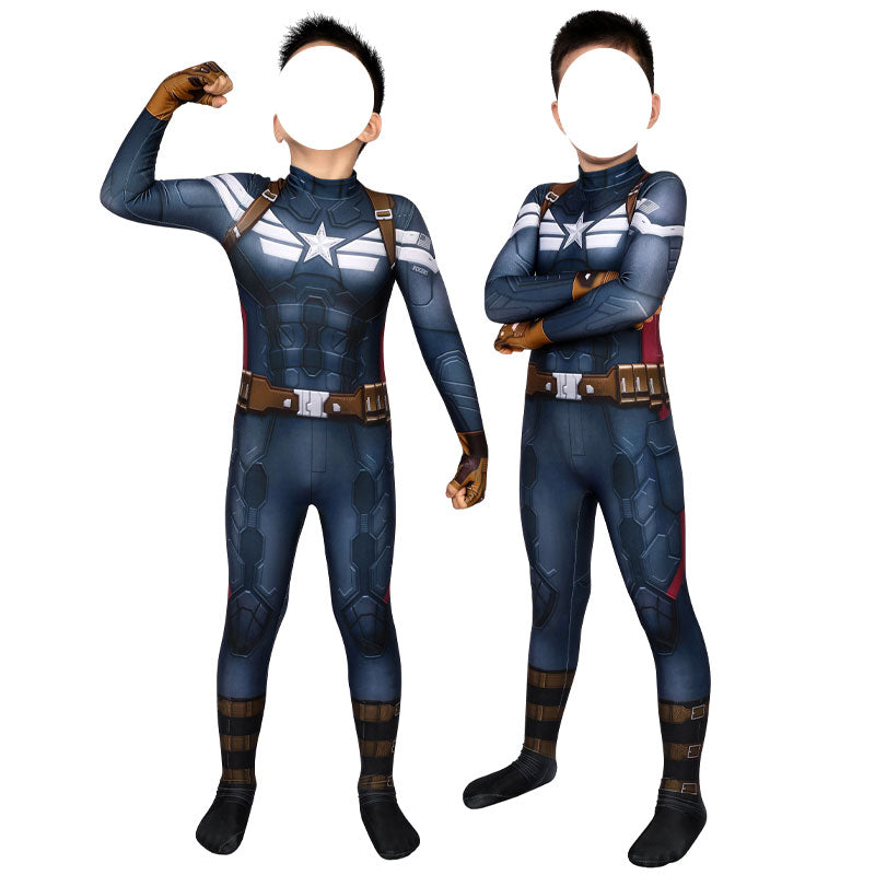 Captain America: The Winter Soldier Steve Rogers Kids Jumpsuit Cosplay Costumes