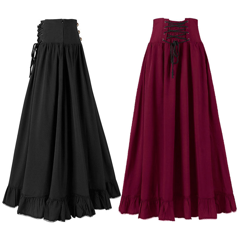 European Medieval Retro Gothic Lace Waist Lace Skirt Halloween Cosplay Costumes