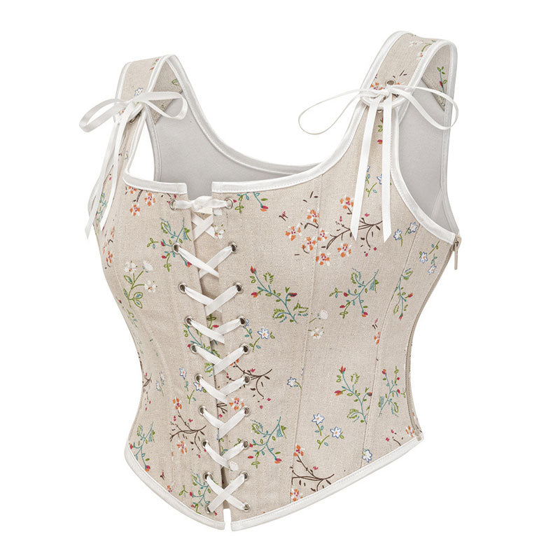 French Court Retro Fishbone Waist Nest Monet Oil Painting Style Corset Cosplay Costumes