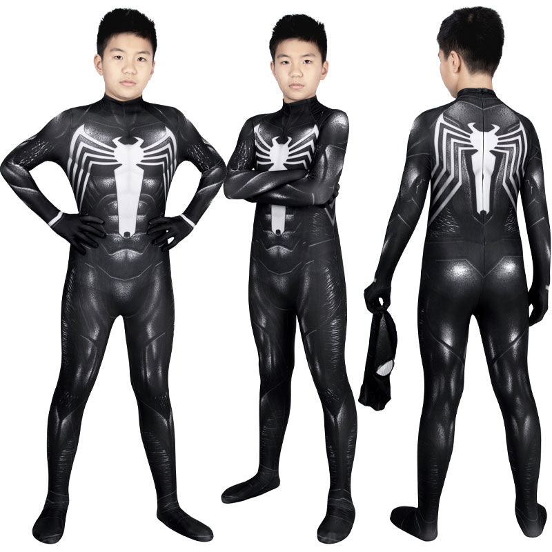 Marvel's Spiderman 2 Venom Black Suit Kids Jumpsuits Cosplay Costume