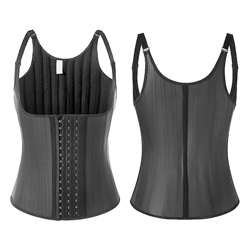 Steel-boned Waist Vest With Spaghetti Straps and Glossy Rubber Corset Cosplay Costumes