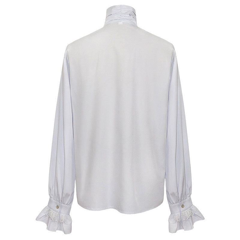 Gothic Ruffled Stand Collar Long Sleeve Men's Tie Shirt Halloween Cosplay Costumes